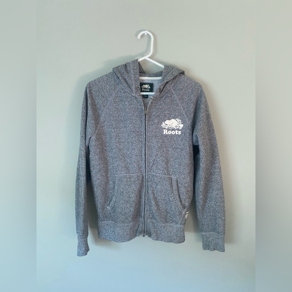 🫧Roots Grey Zip Up Hoodie (S) - Picture 1 of 4